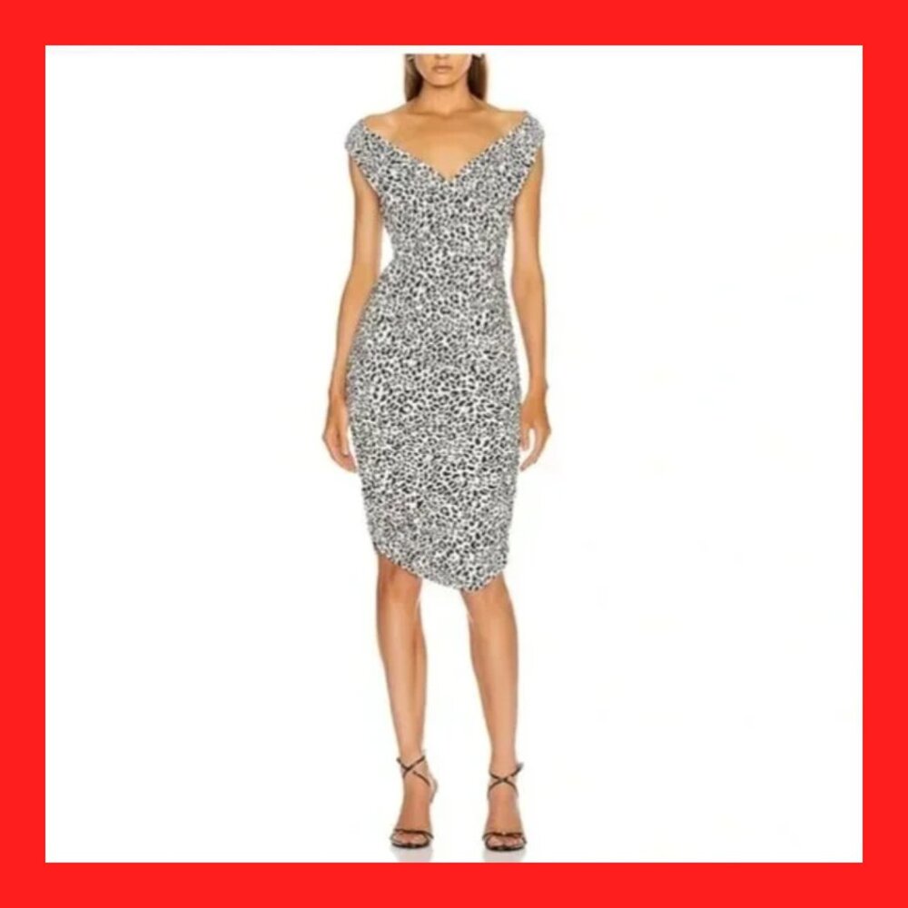 Norma Kamali Tara Ruched Leopard Dress